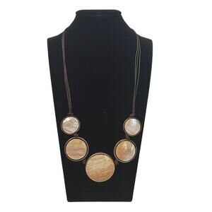 Xc Round Iridescent Necklace Boho 10" Bohemian Signed